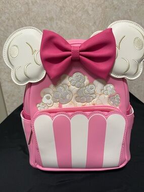 Pink Popcorn-Themed Girls' Backpack with Bow Accent